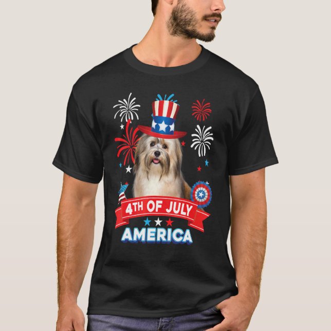 Camiseta 4th Of July Patriotic Day Havanese Dog Independenc (Anverso)