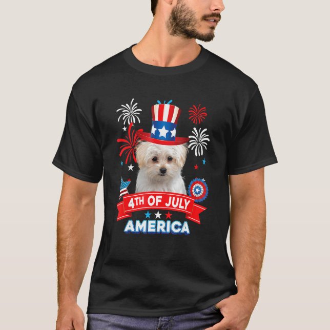 Camiseta 4th Of July Patriotic Day Maltese Dog Independence (Anverso)