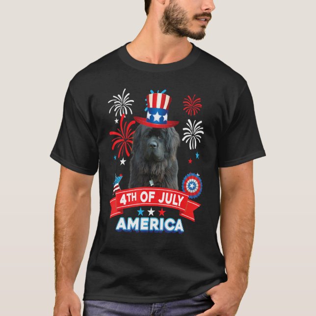 Camiseta 4th Of July Patriotic Day Newfoundland Dog Indepen (Anverso)
