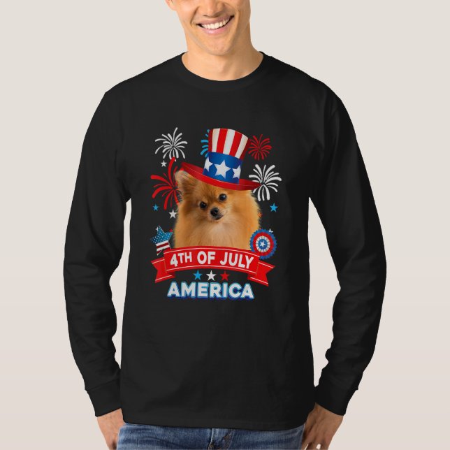 Camiseta 4th Of July Patriotic Day Pomeranian Dog Independe (Anverso)