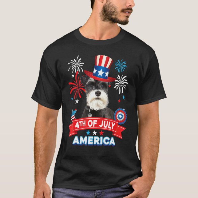 Camiseta 4th Of July Patriotic Day Schnauzer Dog Independen (Anverso)