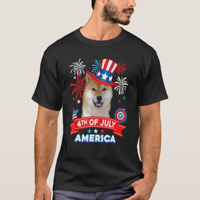 Camiseta 4th Of July Patriotic Day Shiba Inu Dog Independen (Anverso)
