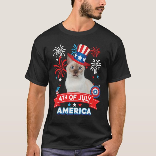 Camiseta 4th Of July Patriotic Day Tonkinese Cat Independen (Anverso)