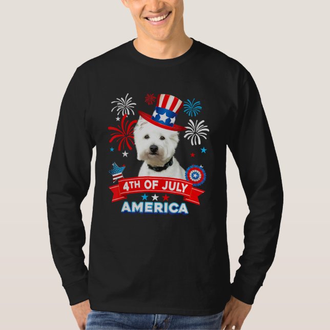 Camiseta 4th Of July Patriotic Day Westie Dog Independence  (Anverso)