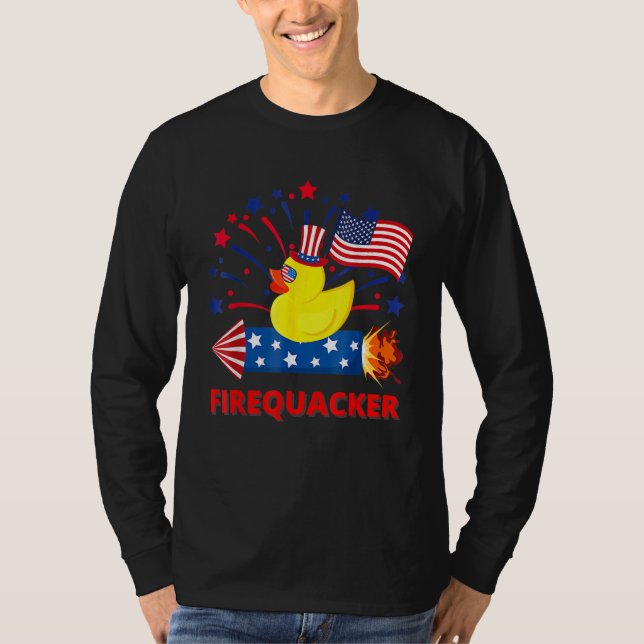 Camiseta 4th Of July Patriotic Firecracker Rubber Duck Fire (Anverso)