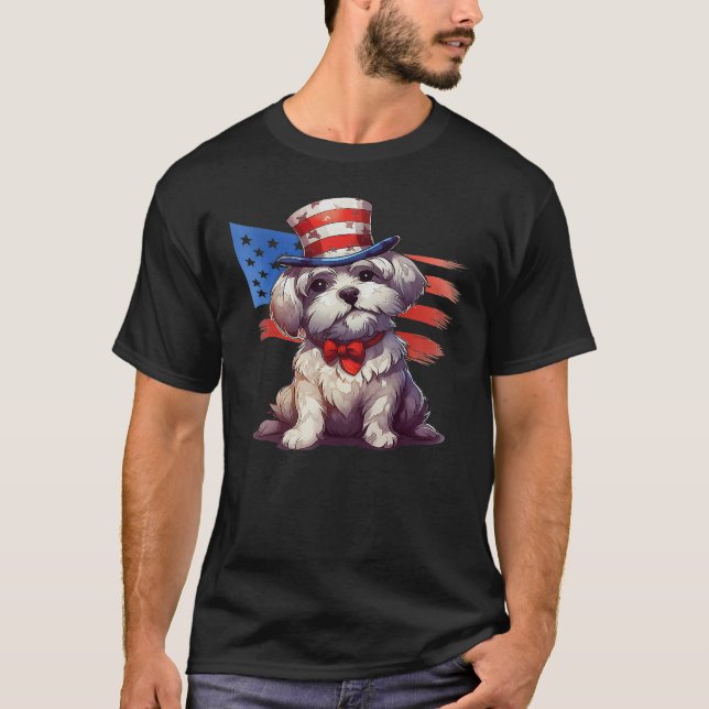 Camiseta 4th Of July Patriotic Glen Of Imaal Terrier Dog (Anverso)