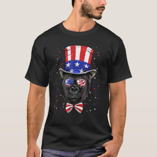Camiseta 4th of July Patriotic Gorilla Wearing USA Flag Sun