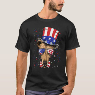 Camiseta 4th of July Patriotic Greyhound USA American Flag 