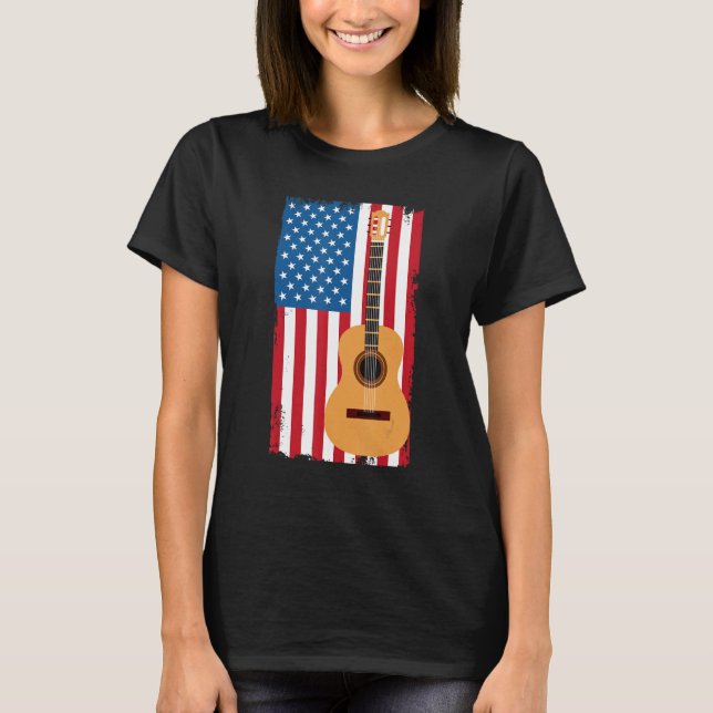 Camiseta 4th Of July Patriotic Guitarist American Flag Guit (Anverso)