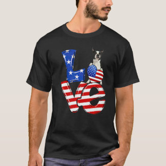 Camiseta 4th Of July Patriotic Love Boston Terrier American