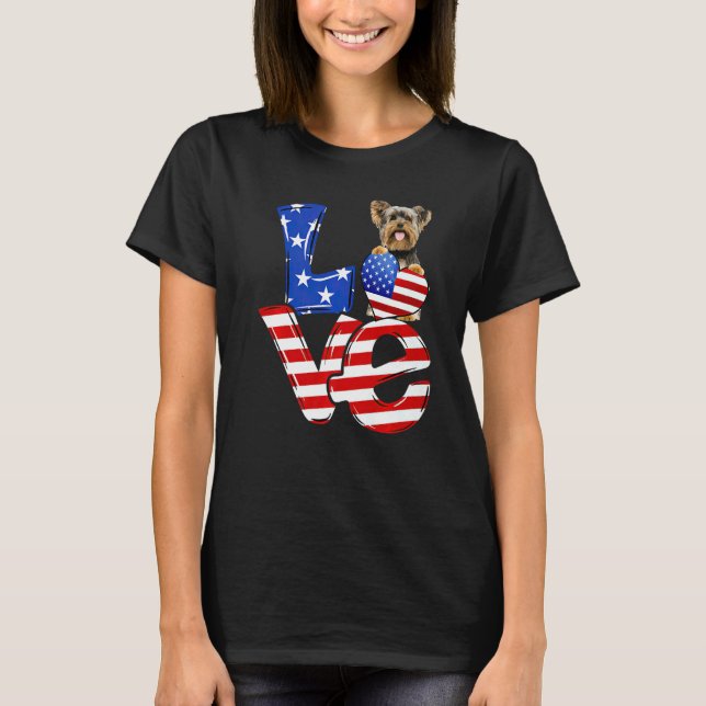 Camiseta 4th Of July Patriotic Love Yorkshire Terrier Ameri (Anverso)