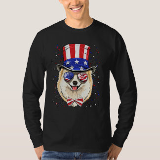 Camiseta 4th of July Patriotic Pomeranian Merica USA Flag D