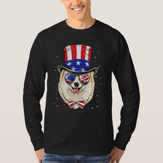 Camiseta 4th of July Patriotic Pomeranian Merica USA Flag D (Anverso)