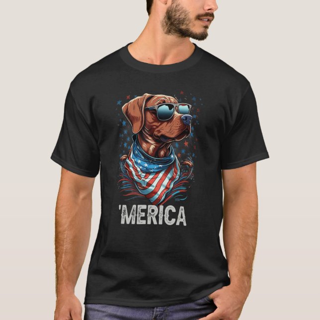 Camiseta 4th of July Patriotic Rhodesian Ridgeback Dog Meri (Anverso)