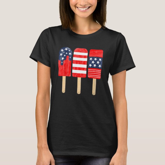 Camiseta 4th of July Popsicle Red White Blue American Flag  (Anverso)