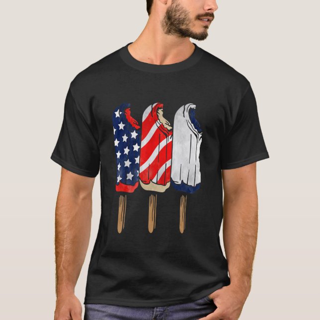 Camiseta 4th Of July Popsicle Red White Blue American Flag  (Anverso)