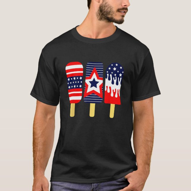 Camiseta 4th of July Popsicle Red White Blue American Flag  (Anverso)