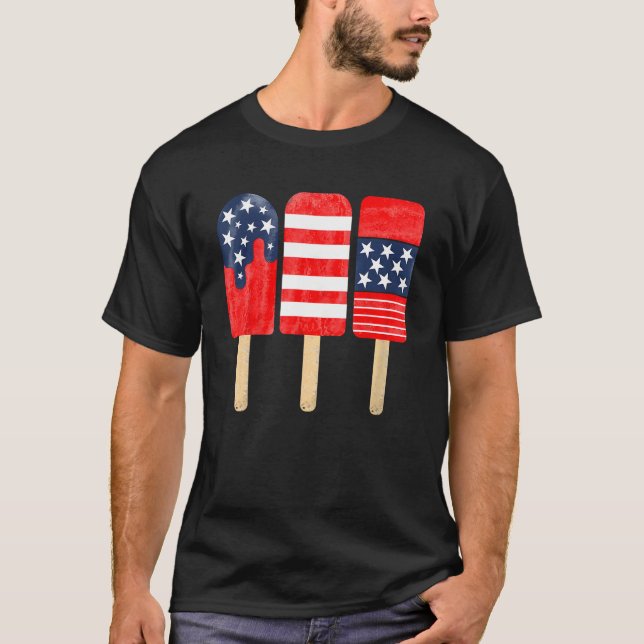Camiseta 4th of July Popsicle Red White Blue American Flag  (Anverso)