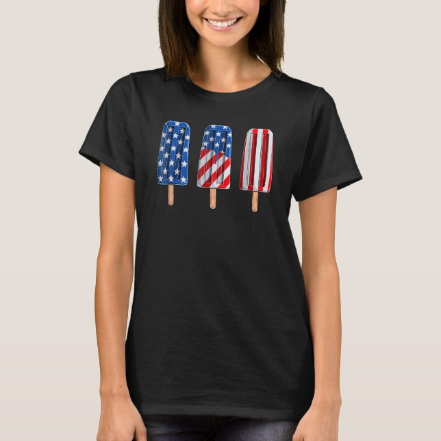 Camiseta 4th Of July Popsicle Red White Blue American Flag  (Anverso)