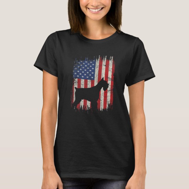 Camiseta 4th Of July Schnauzer American Flag Patriotic Dog  (Anverso)