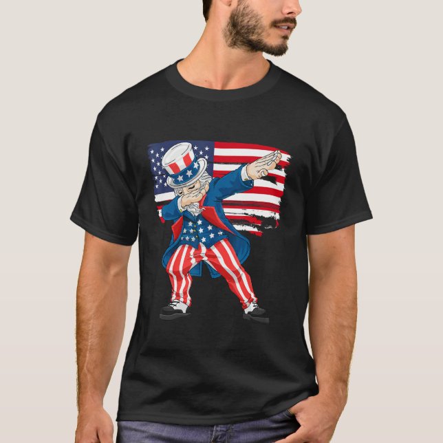 Camiseta 4th Of July Shirts For Kids Funny Dabbing Uncle Sa (Anverso)