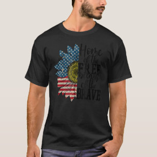 Camiseta 4th Of July Sunflower Home Of The Free Because Of