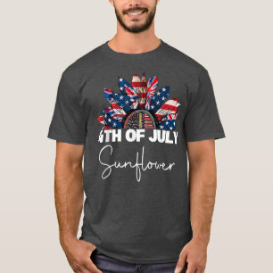 Camiseta 4th Of July Tie Dye Sunflower Patriotic Men Women