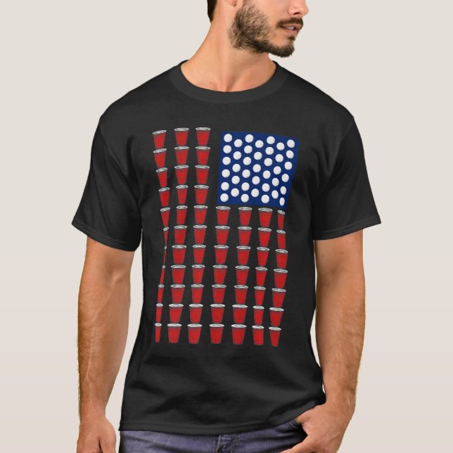 Camiseta 4th Of July Trendy Red Solo Cup Beer Pong USA Flag (Anverso)