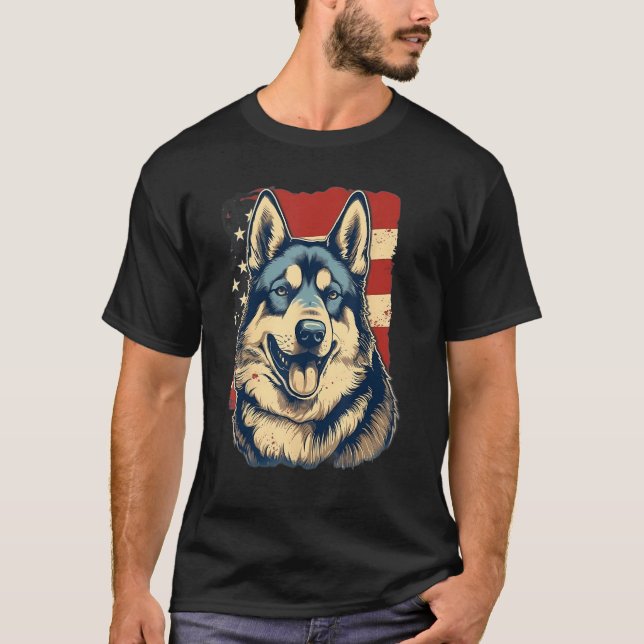Camiseta 4th Of July US Flag Akita Dog (Anverso)
