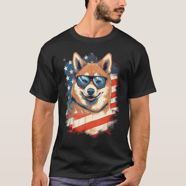 Camiseta 4th Of July US Flag Akita Dog 2 (Anverso)