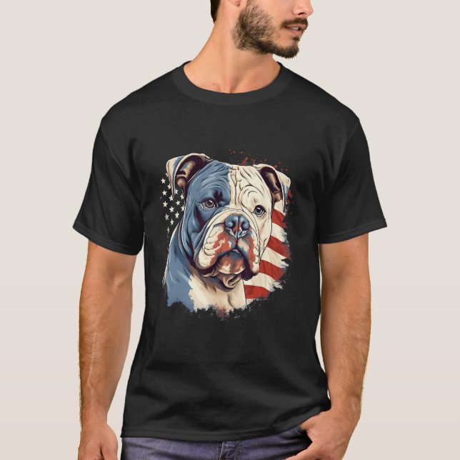 Camiseta 4th Of July US Flag American Bully Dog (Anverso)