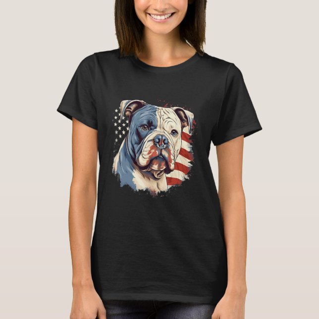 Camiseta 4th Of July US Flag American Bully Dog (Anverso)