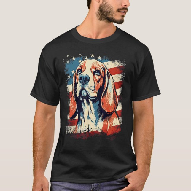 Camiseta 4th Of July US Flag Beagle Dog (Anverso)