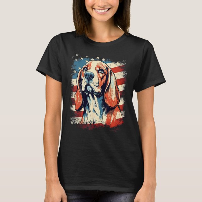 Camiseta 4th Of July US Flag Beagle Dog (Anverso)