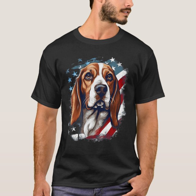 Camiseta 4th Of July US Flag Beagle Dog 1 (Anverso)