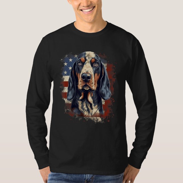 Camiseta 4th Of July US Flag Bluetick Coonhound Dog (Anverso)