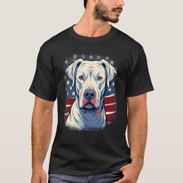 Camiseta 4th Of July US Flag Dogo Argentino Dog (Anverso)