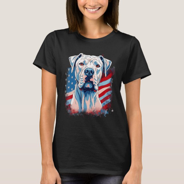 Camiseta 4th Of July US Flag Dogo Argentino Dog 1 (Anverso)