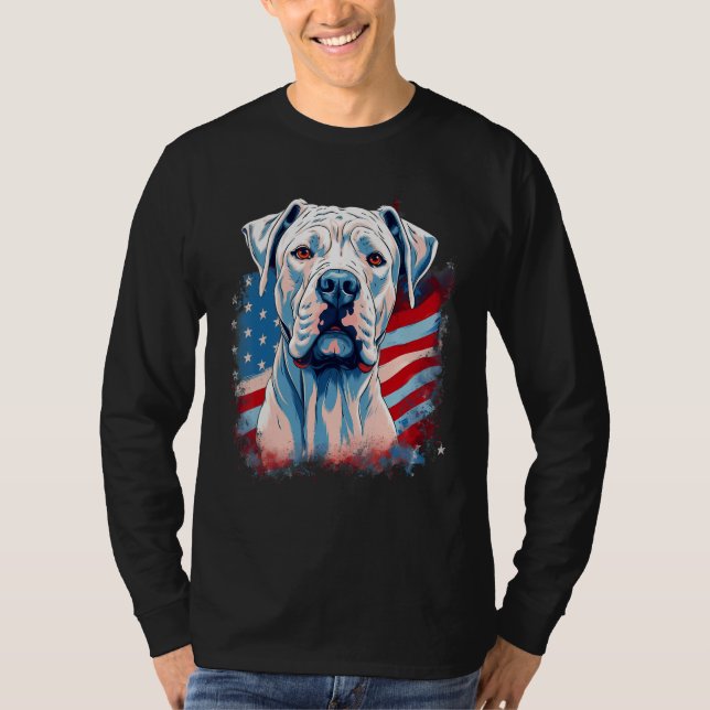 Camiseta 4th Of July US Flag Dogo Argentino Dog 1 (Anverso)