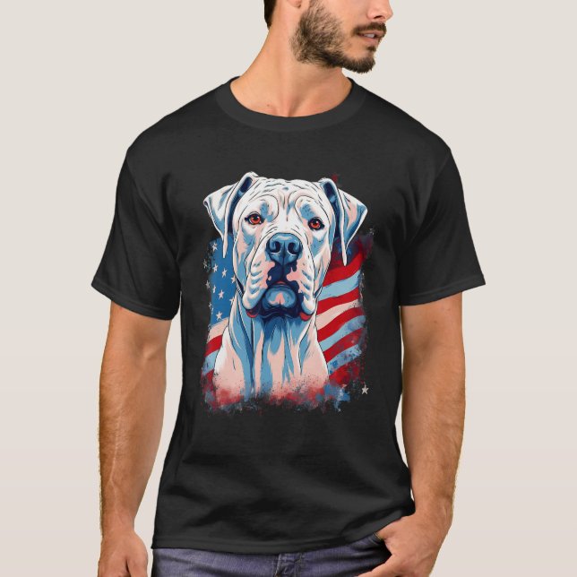 Camiseta 4th Of July US Flag Dogo Argentino Dog 1 (Anverso)