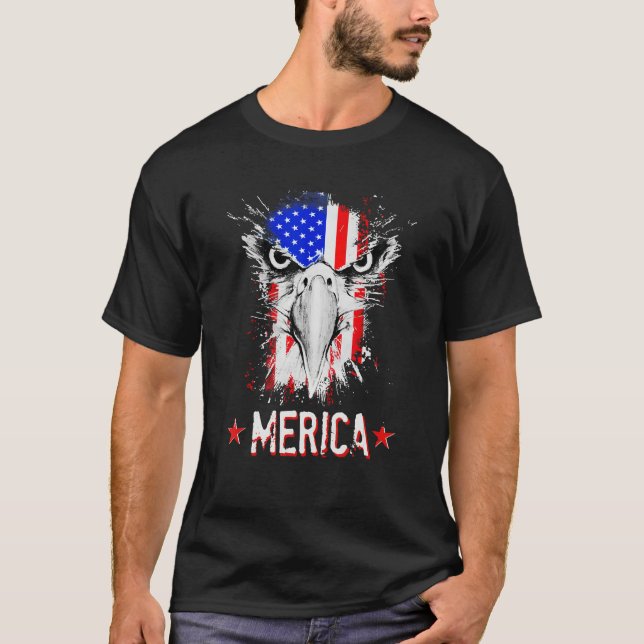 Camiseta 4th of July US flag eagle MErica land of the free  (Anverso)