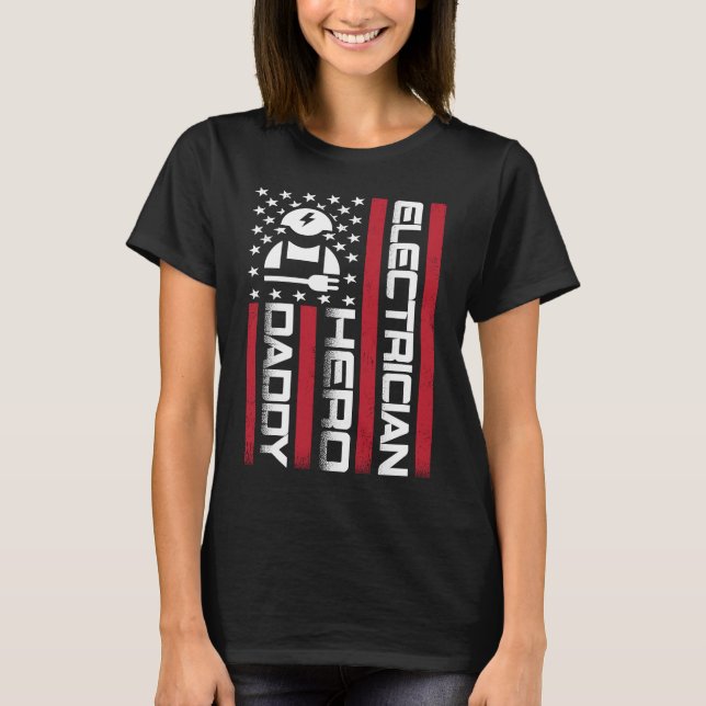 Camiseta 4th of July US Flag Electrician Dad Father's Day (Anverso)
