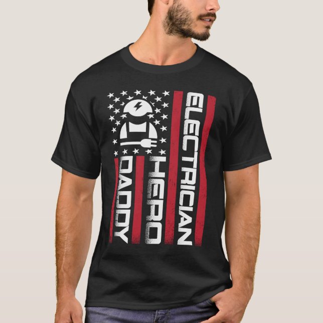 Camiseta 4th of July US Flag Electrician Dad Father's Day (Anverso)