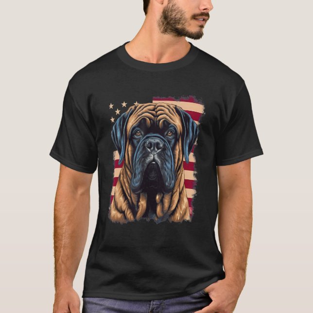 Camiseta 4th Of July US Flag English Mastiff Dog (Anverso)