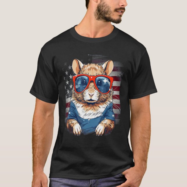 Camiseta 4th Of July US Flag Gerbil 2 (Anverso)