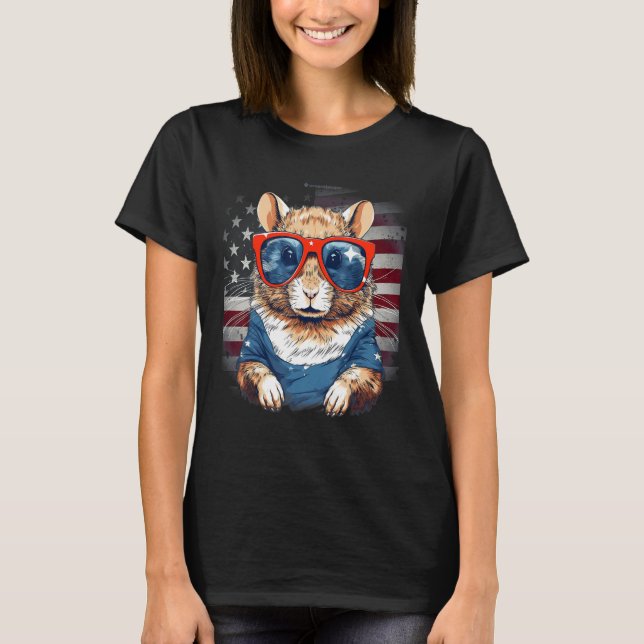 Camiseta 4th Of July US Flag Gerbil 2 (Anverso)