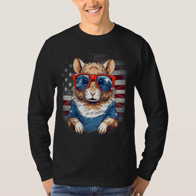 Camiseta 4th Of July US Flag Gerbil 2 (Anverso)