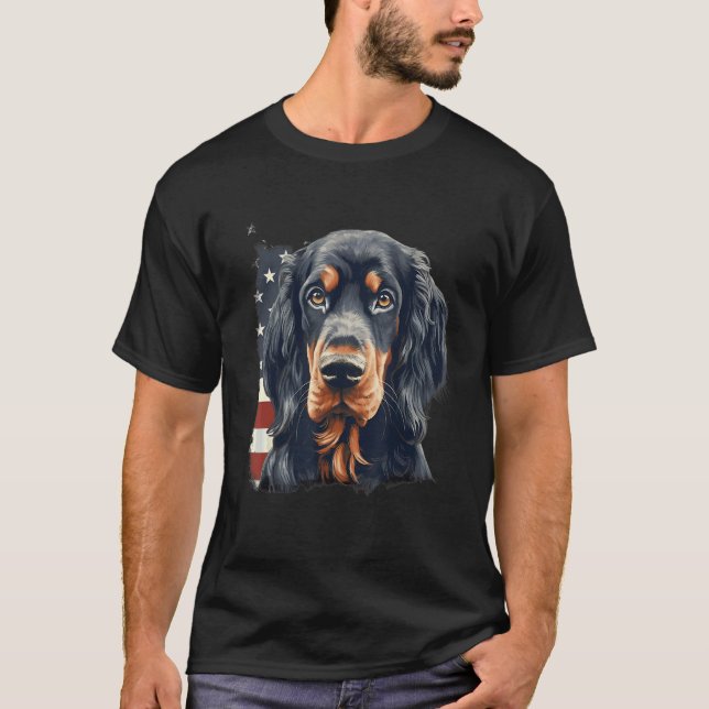 Camiseta 4th Of July US Flag Gordon Setter Dog 2 (Anverso)