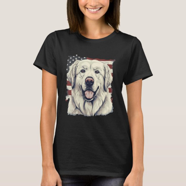 Camiseta 4th Of July US Flag Great Pyrenees Dog 1 (Anverso)