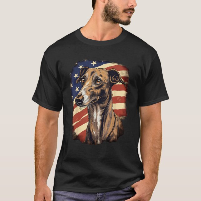 Camiseta 4th Of July US Flag Greyhound Dog 2 (Anverso)